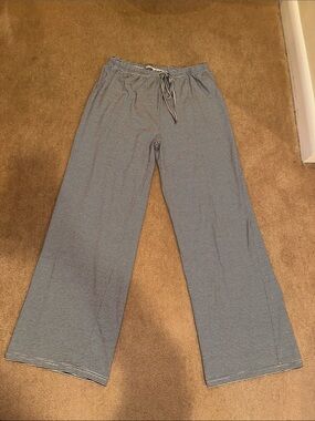 Striped Wide Leg Lounge Pants - Blue & White